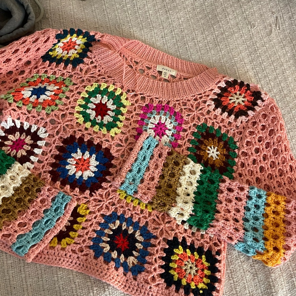 rainbow crochet sweater